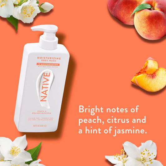 Native pump dispenser dispensing body wash for easy, mess-free use benefit