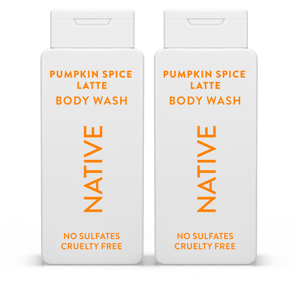 Native bottle front view showing pumpkin spice latte scent and clean packaging benefits