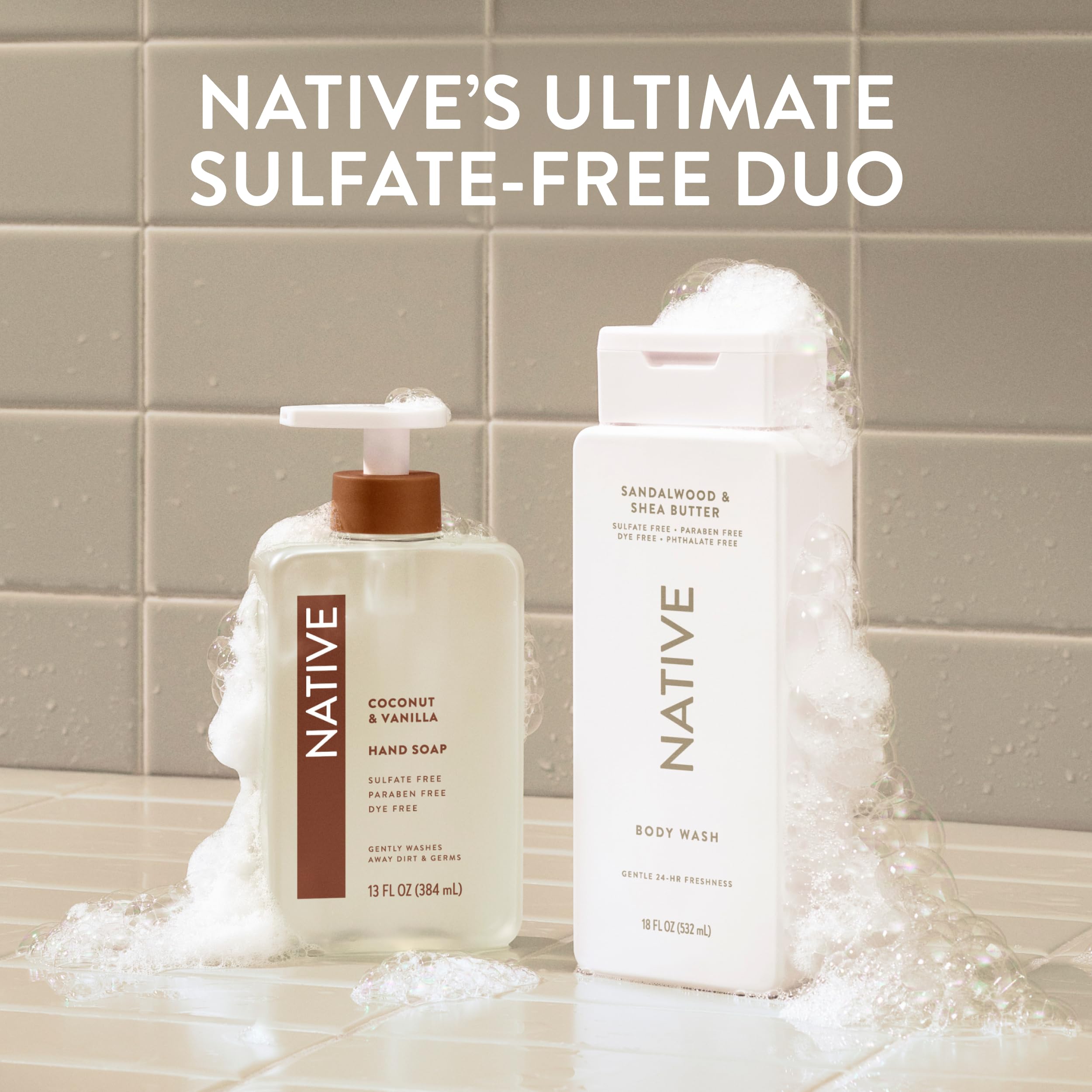 Bubble bath made with Native showing relaxing soak and lightly scented water