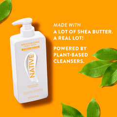 Native bottle in shower lifestyle scene conveys relaxing, hydrating routine