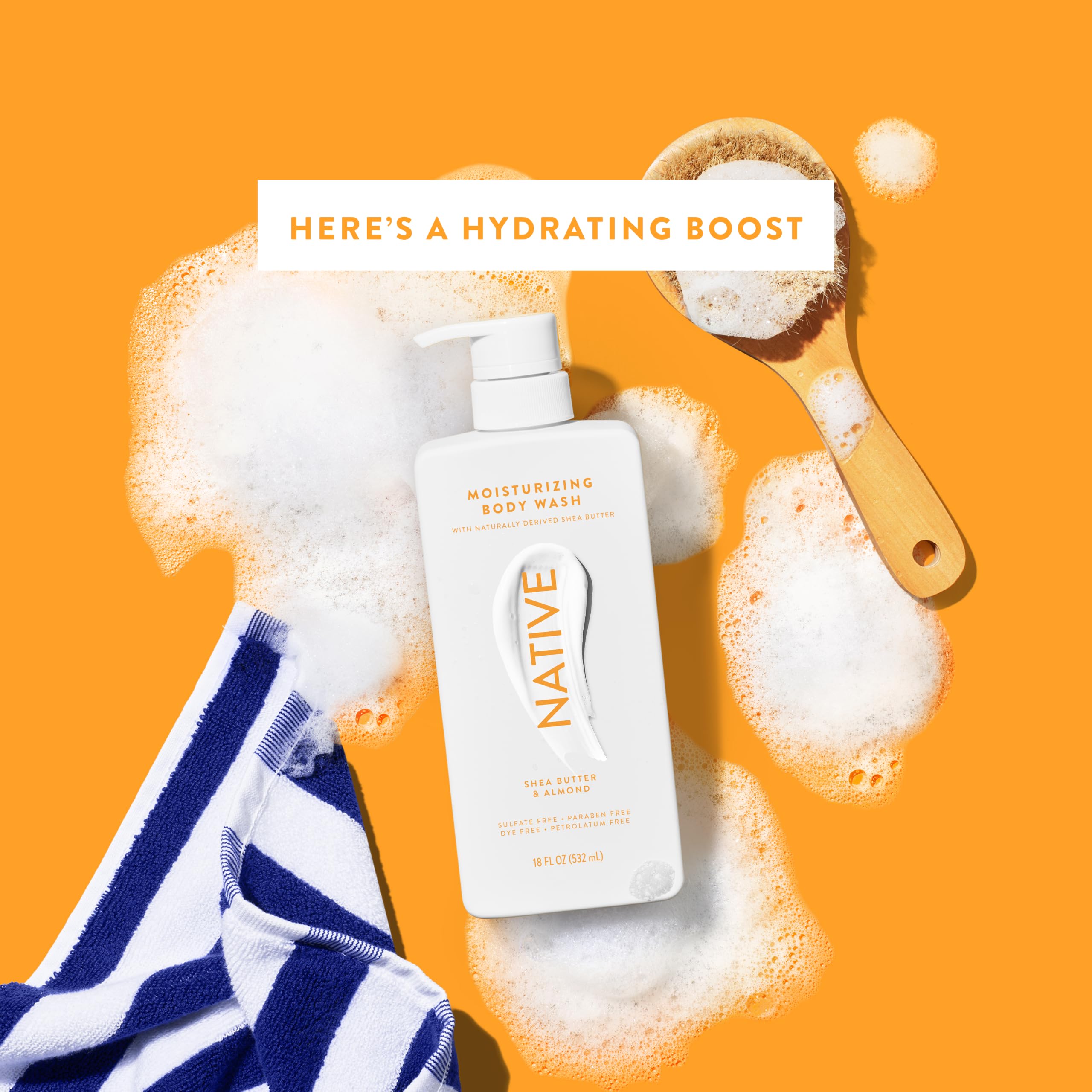 Native bottle staged with lotion suggests layered hydration and complement