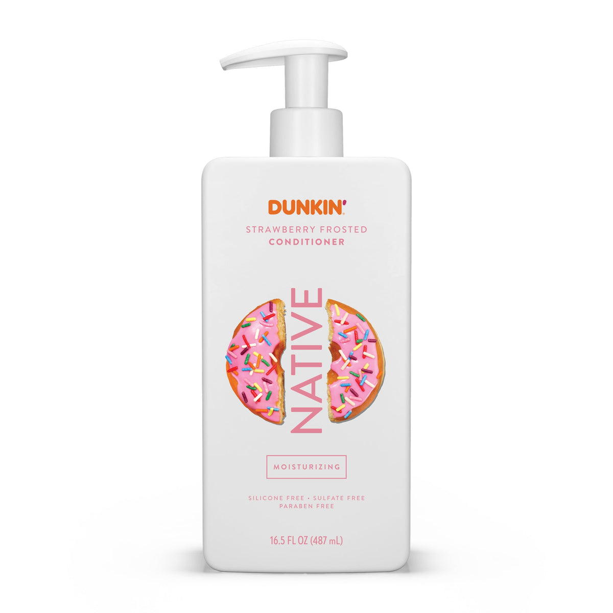 Native strawberry frosted front packaging showing 16.5 oz bottle and label benefit scent clarity