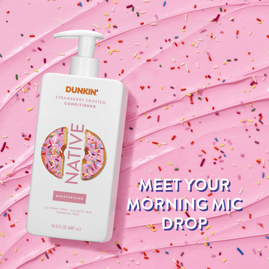 Native strawberry frosted pump close-up highlighting easy dispensing benefit