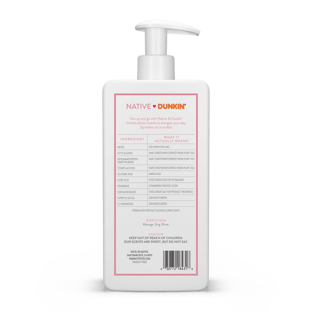 Native strawberry frosted with Dunkin packaging showing collaboration scent collectible benefit