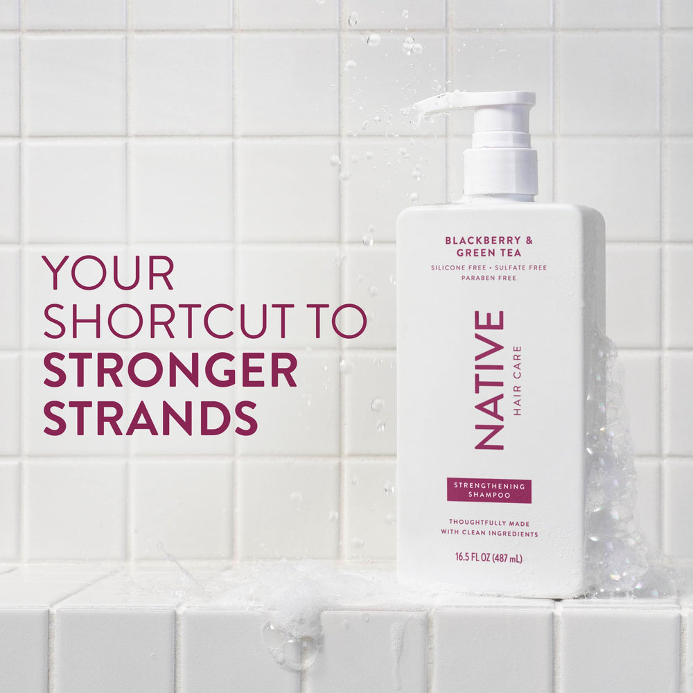 Native shampoo back label close-up highlighting clean ingredient list and instructions