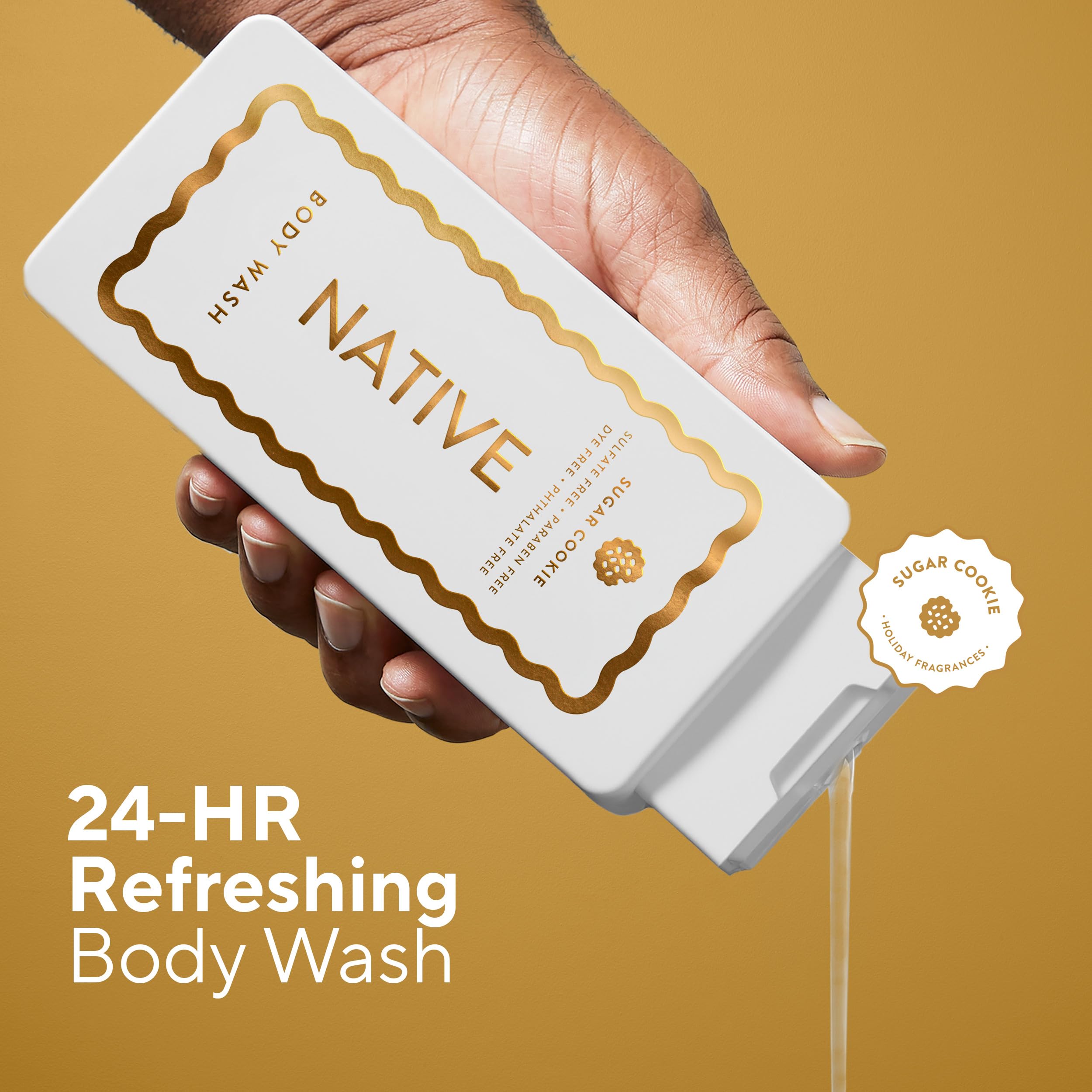 Native side label detail highlighting clean-ingredient list and benefits for sensitive skin