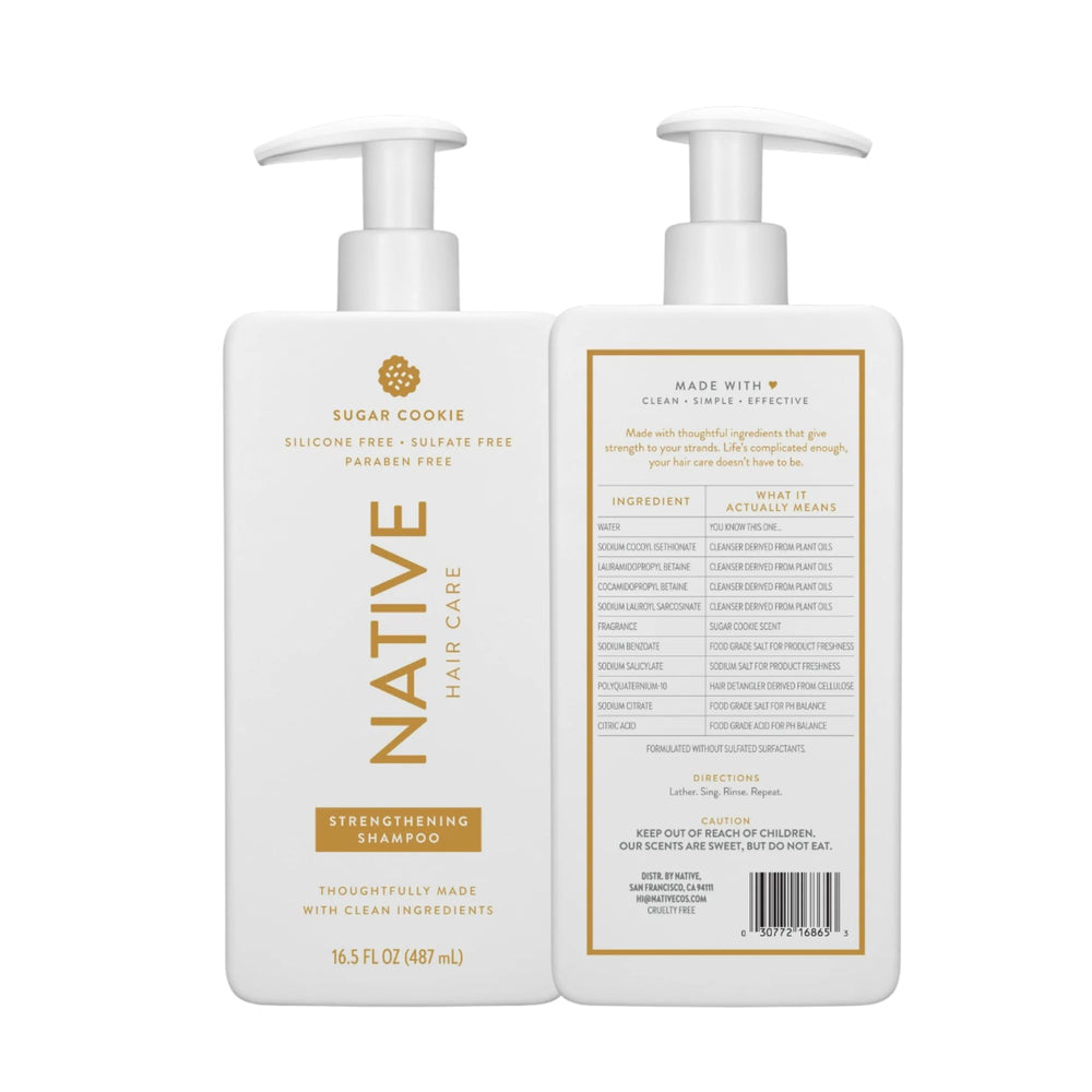 Native bottle back label and ingredients list highlighting short ingredient list benefit