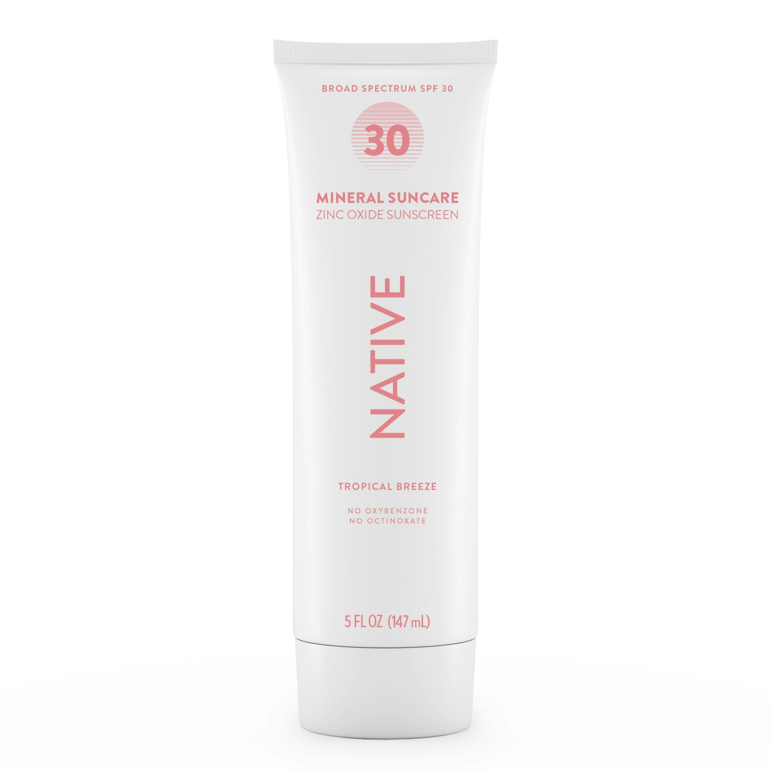Native sunscreen front tube showing brand and SPF 30 protection benefit