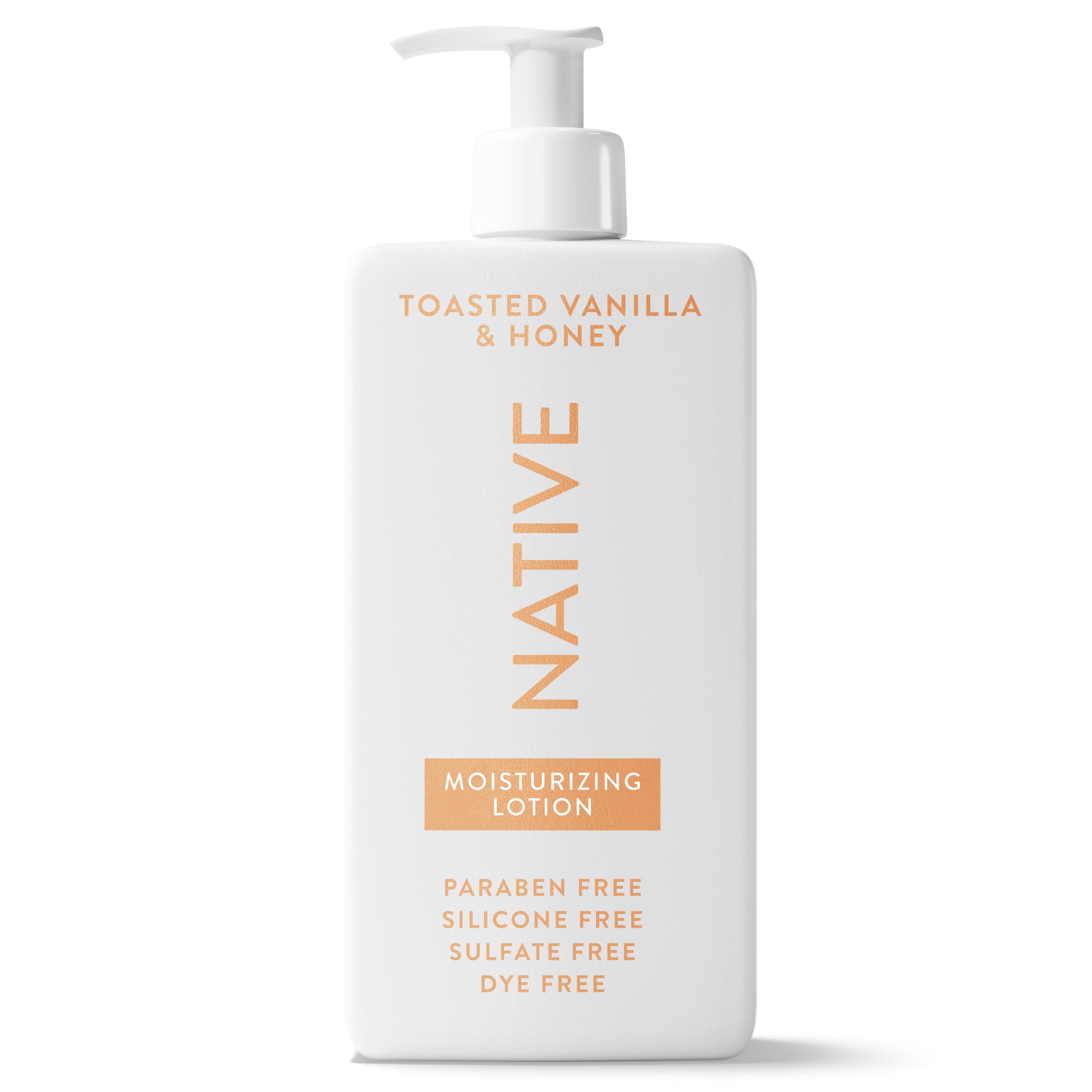 Native front pump bottle showing brand and easy dispensing benefit