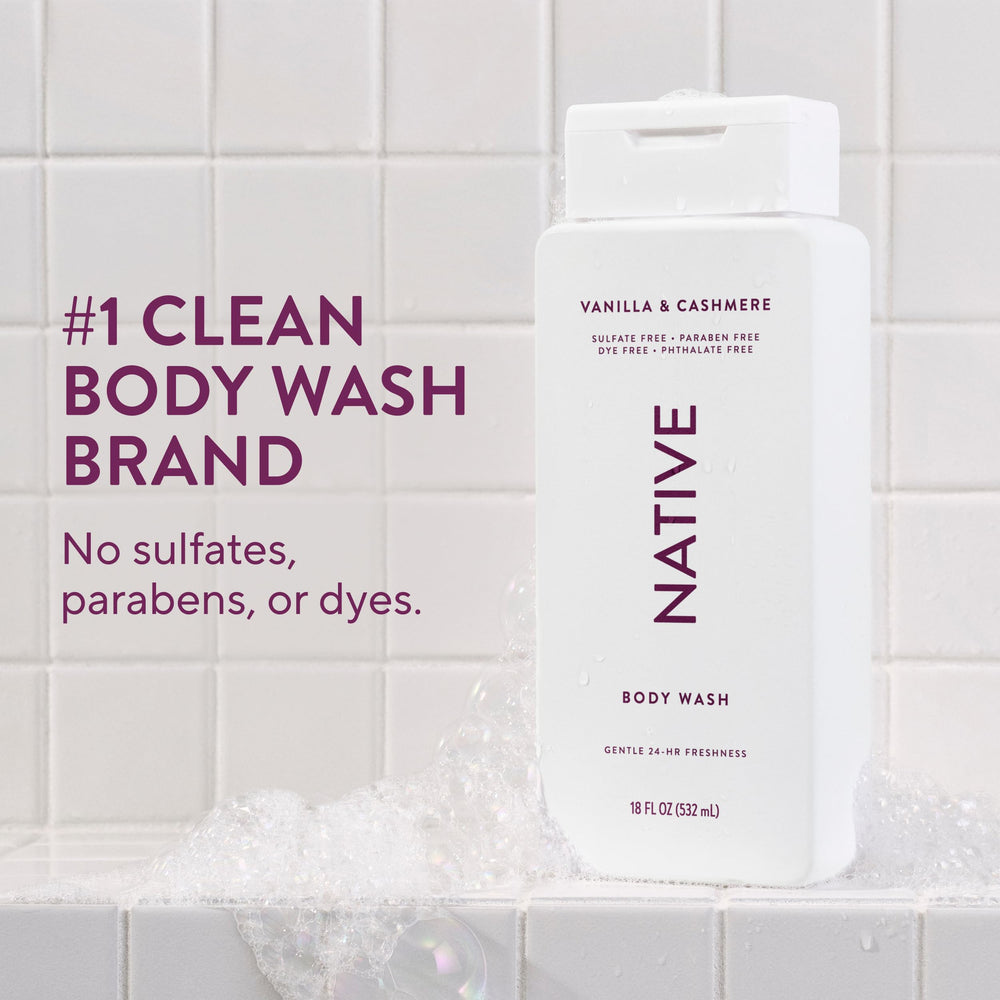 Native back label close-up listing clean ingredients and usage benefit
