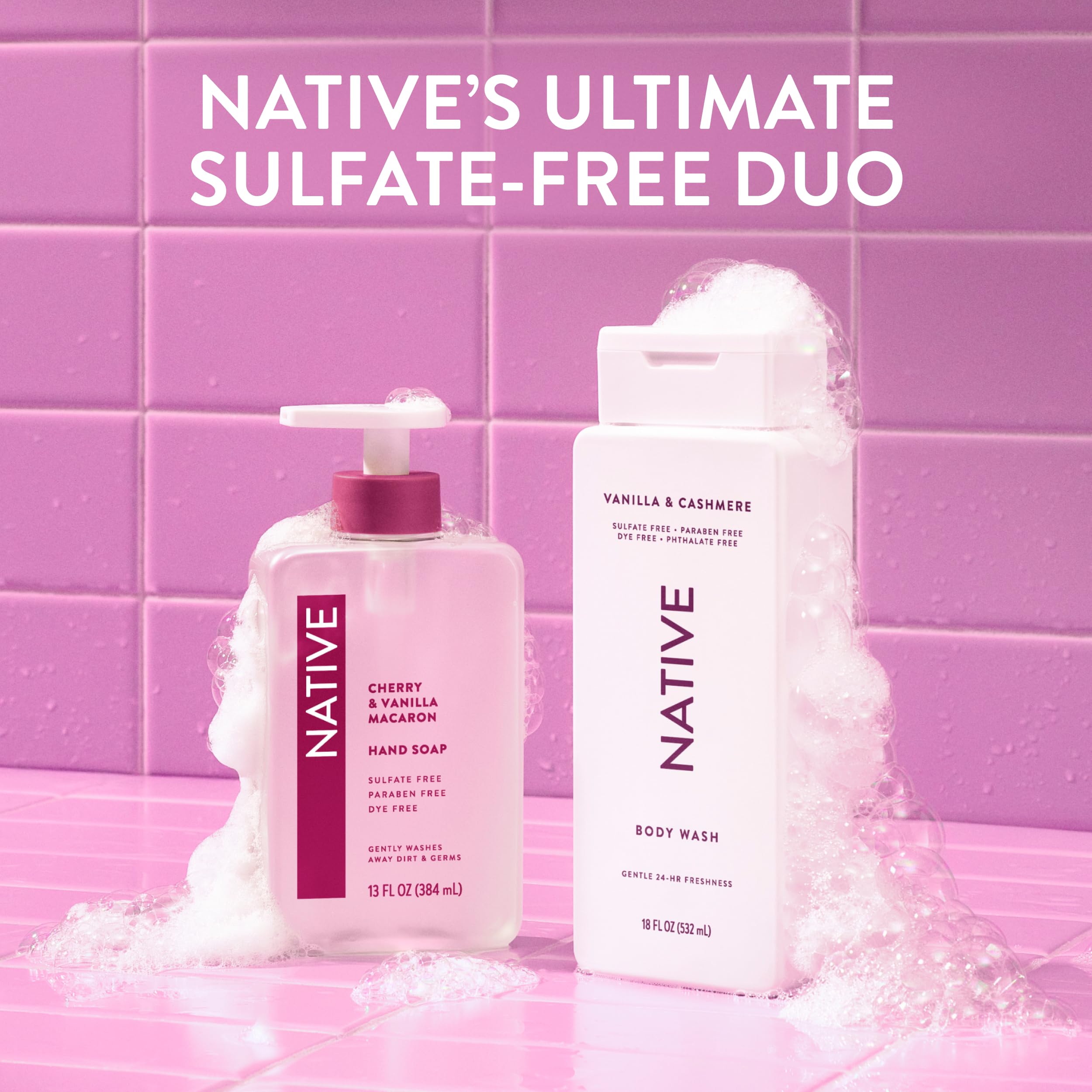Native bottle on bathroom shelf styled to show cozy fragrance vibe