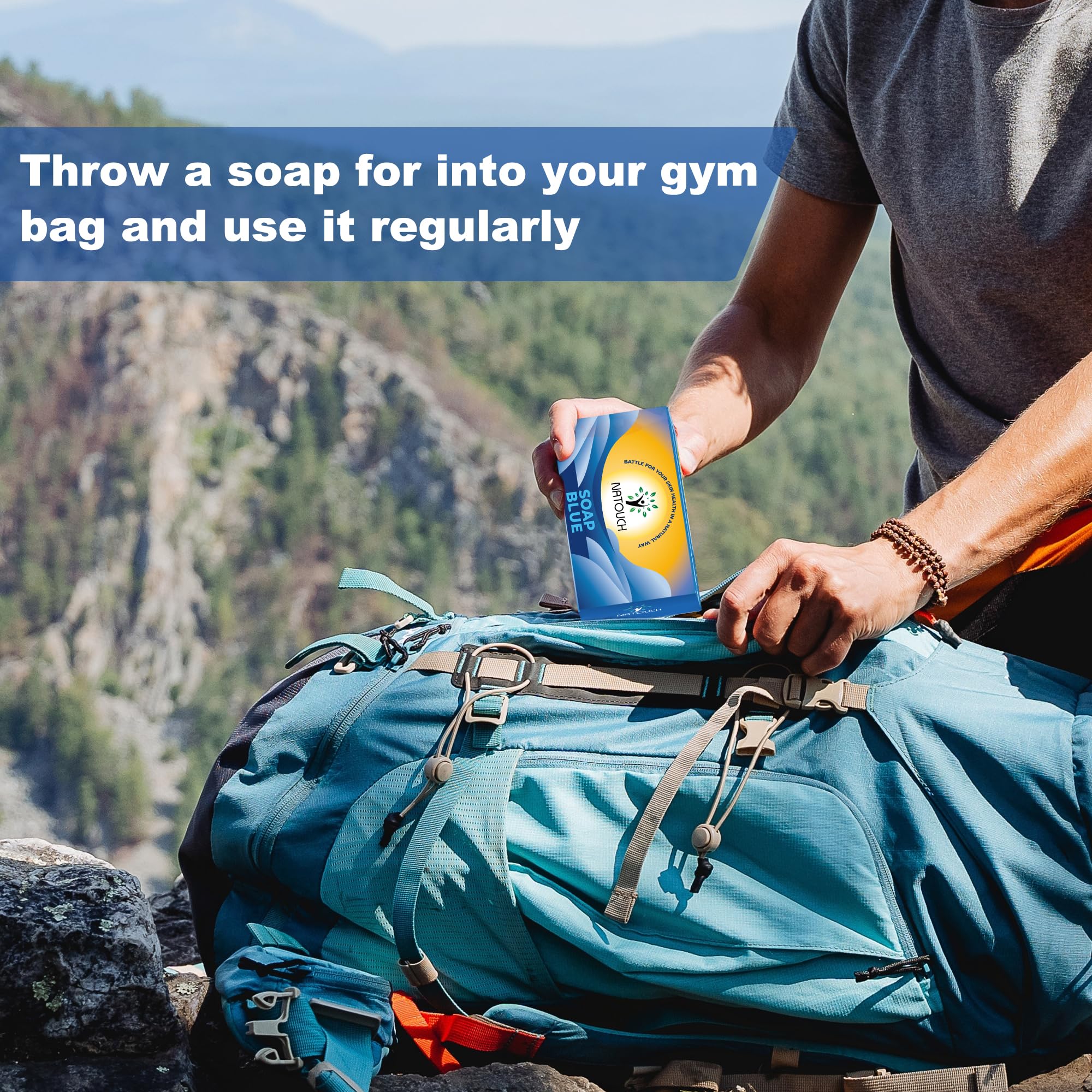 Natouch bar inside gym bag showing convenient post-workout freshness