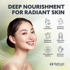 Natrulo serum on fingertips ready to apply for improved elasticity