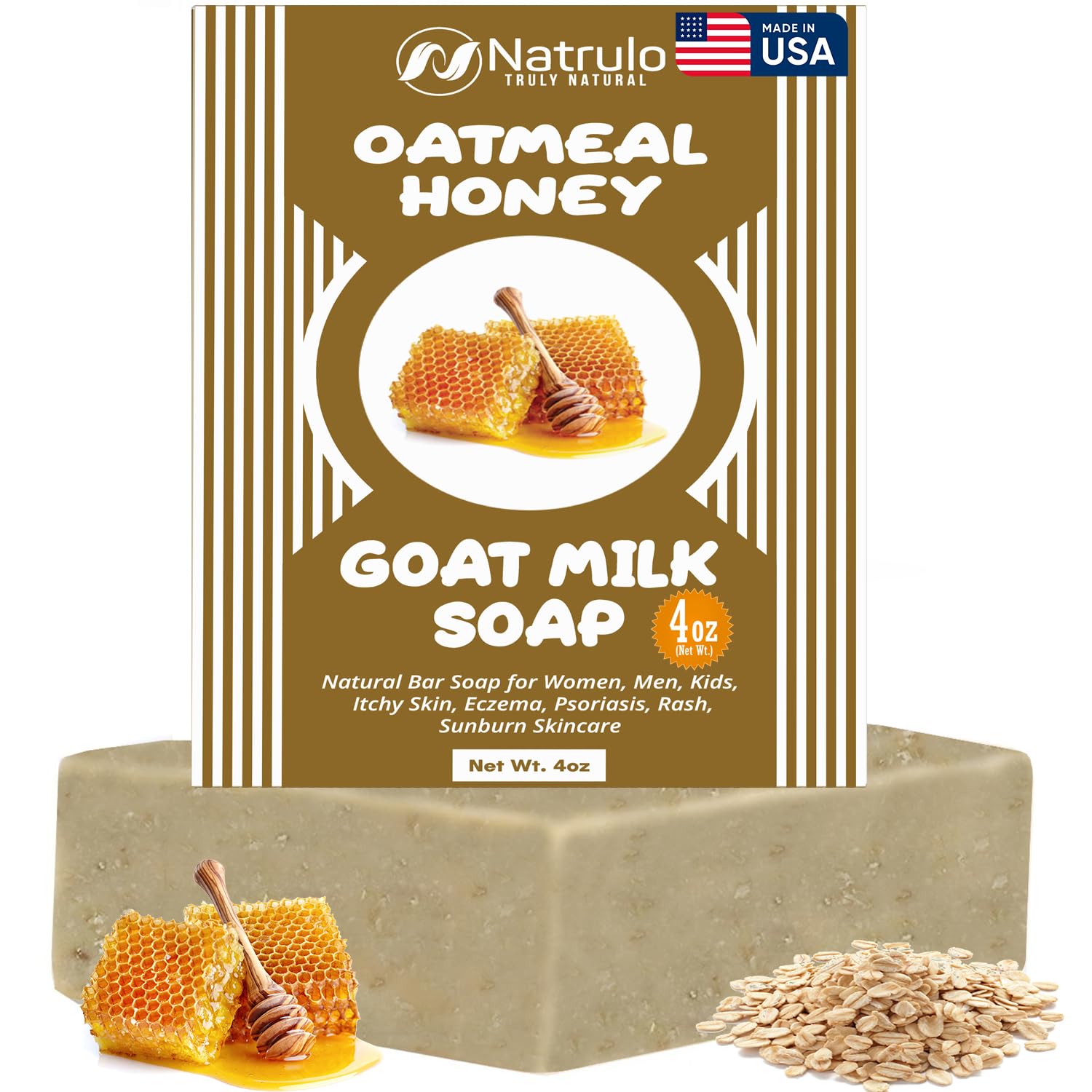 Natrulo soap front package showing gentle cleanser benefits