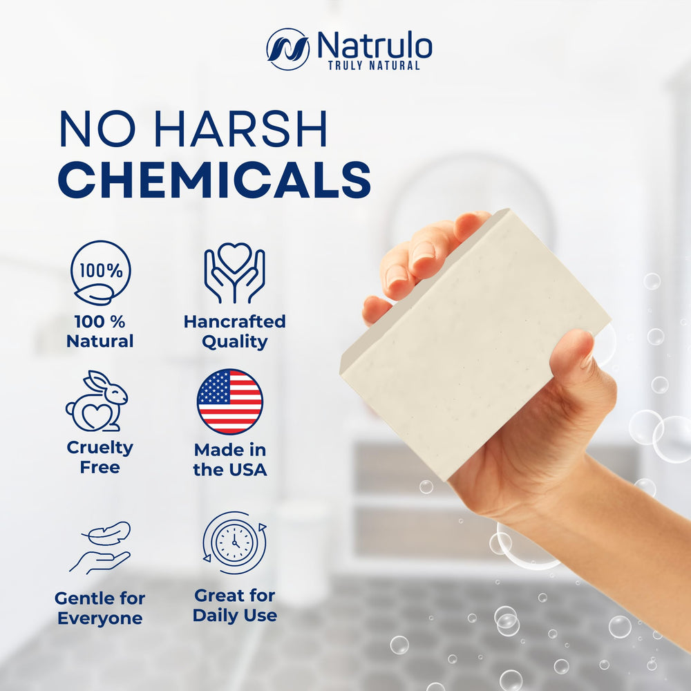 Natrulo soap placed by sink showing everyday use and tidy storage
