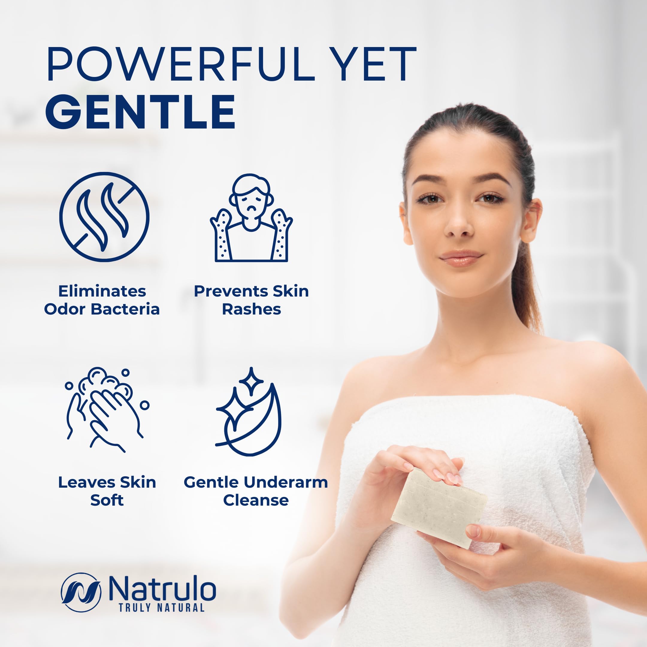 Natrulo soap with aloe coconut olive display highlighting natural ingredients