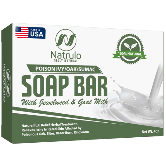 Natrulo front packaging showing soap bar and calming benefit