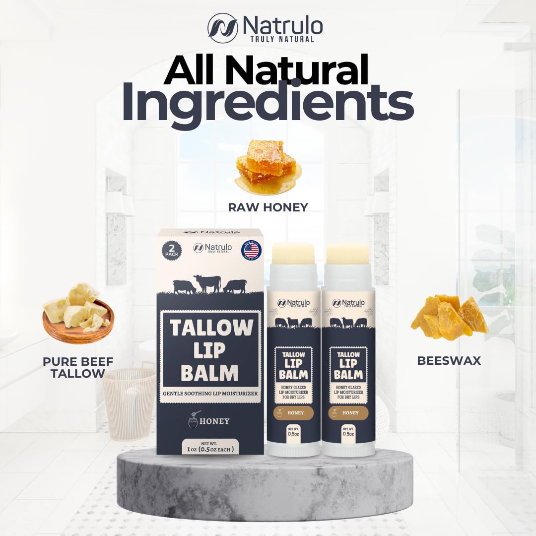 Natrulo ingredients display with grass-fed tallow and beeswax for nourishment