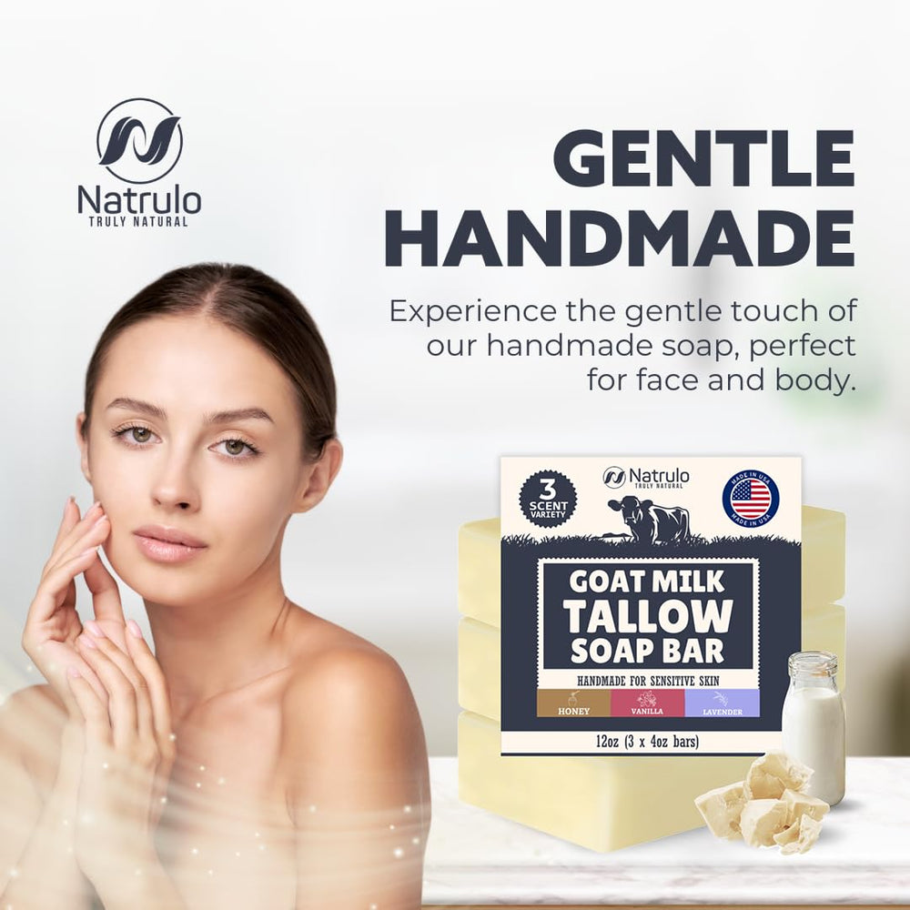 Natrulo soap arranged in bathroom scene promoting soothing daily ritual