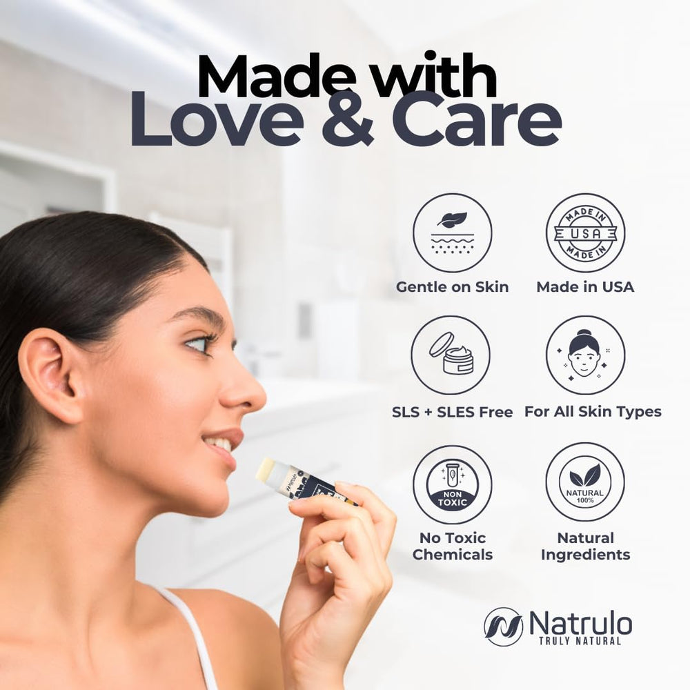 Natrulo peppermint balm applied to lips for cooling protection