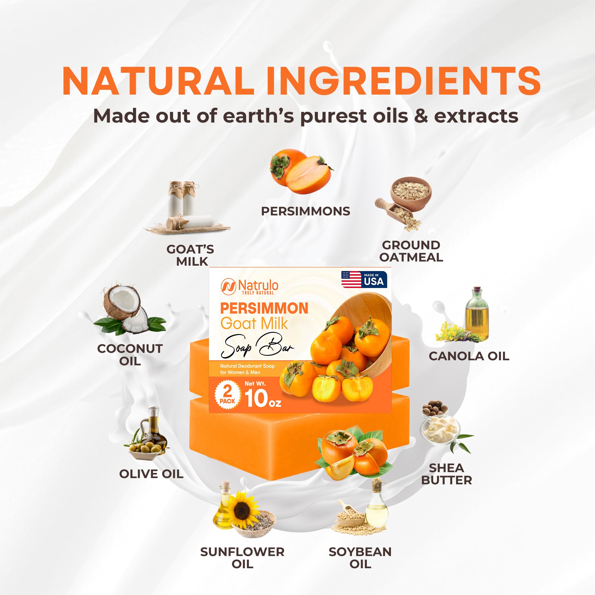 Natrulo persimmon soap applied to underarm demonstrating odor control and gentle cleansing