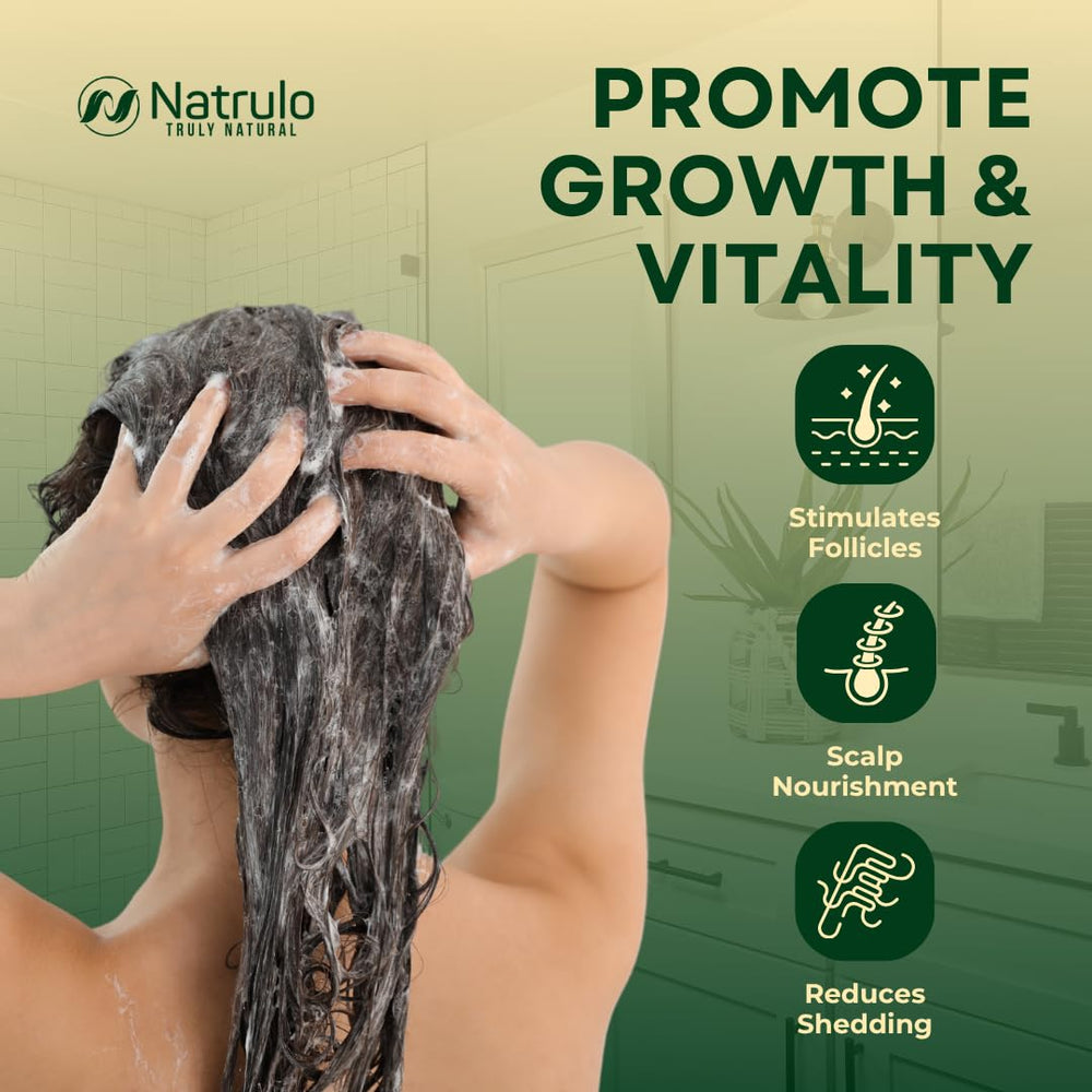 Natrulo lather on hair demonstrating deep cleansing and gentle foam