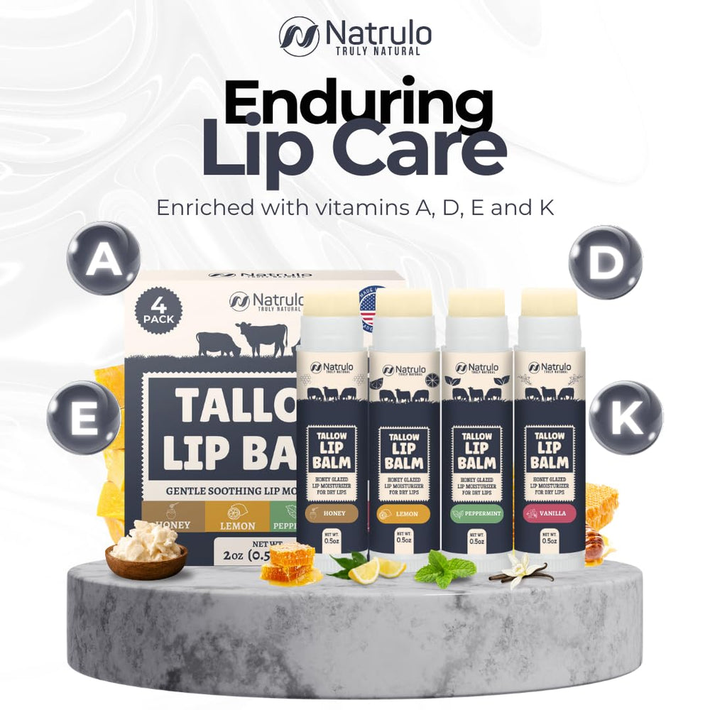 Natrulo lip balm beside ruler showing compact travel-friendly size