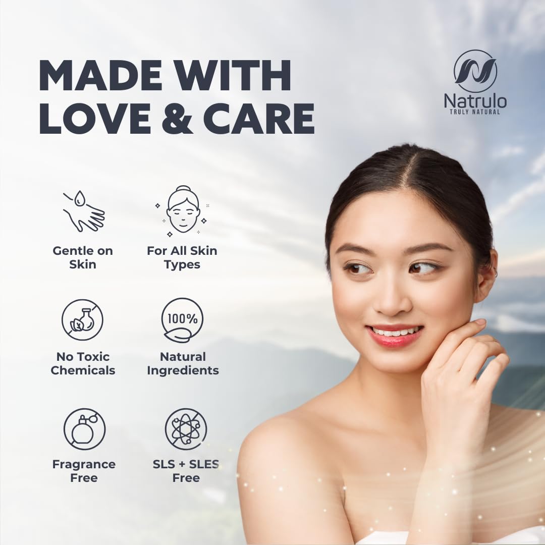 Natrulo soap in hand during use illustrating mild, non-drying clean