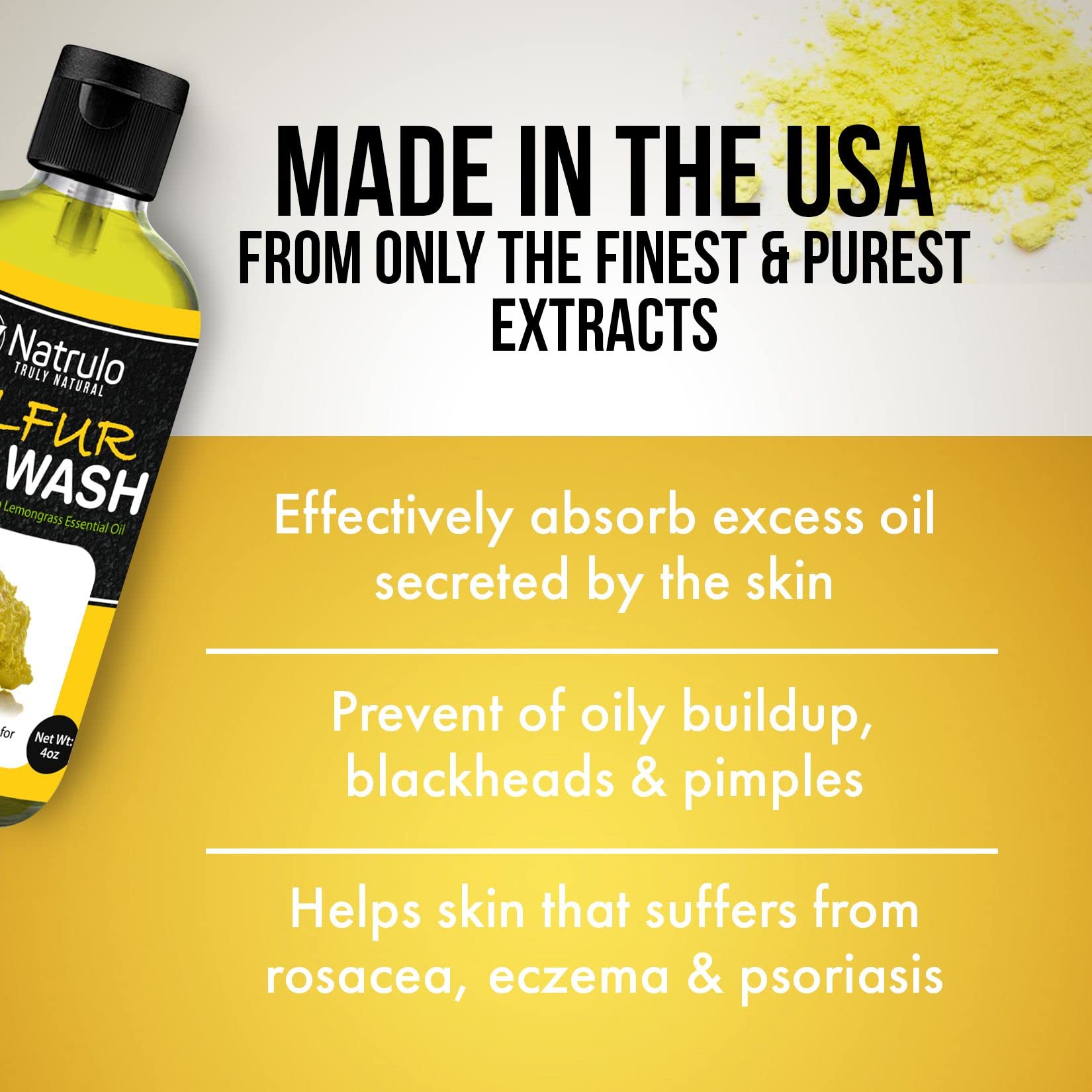Natrulo sulfur wash lather close-up demonstrating gentle exfoliation