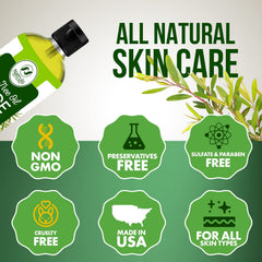 Detailed shot of Natrulo label highlighting tea tree and aloe ingredients and clarity