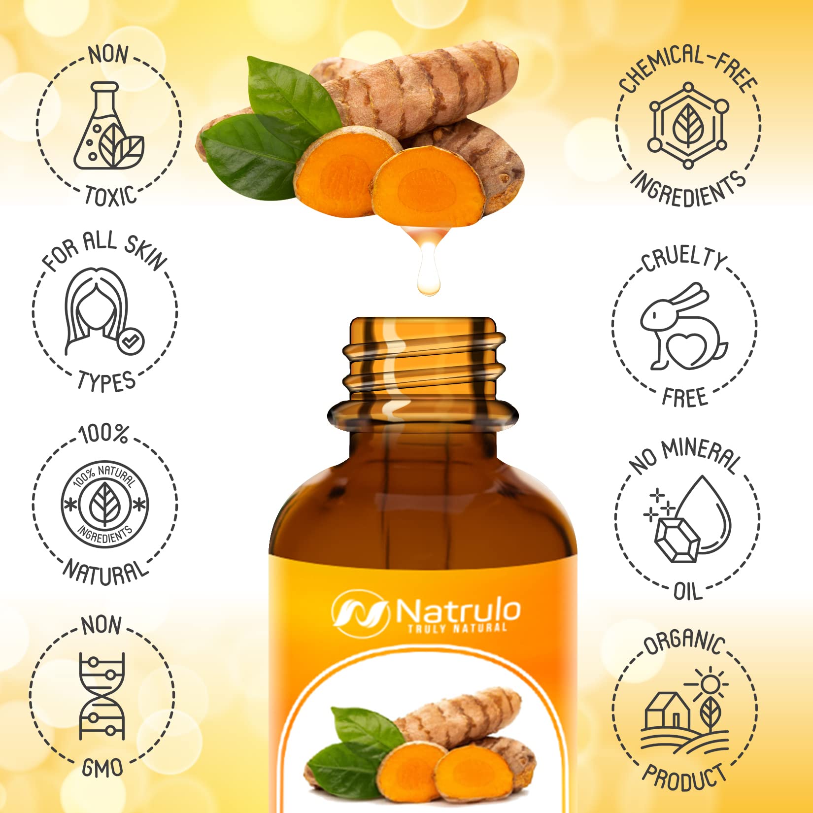 Natrulo oil texture on hand highlighting lightweight finish and non-greasy feel