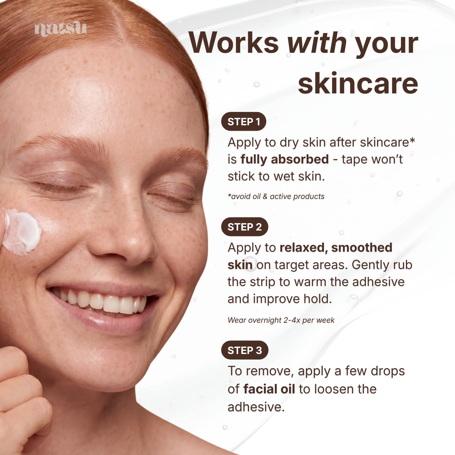 Natsu ingredient panel highlighting hyaluronic acid and centella benefit