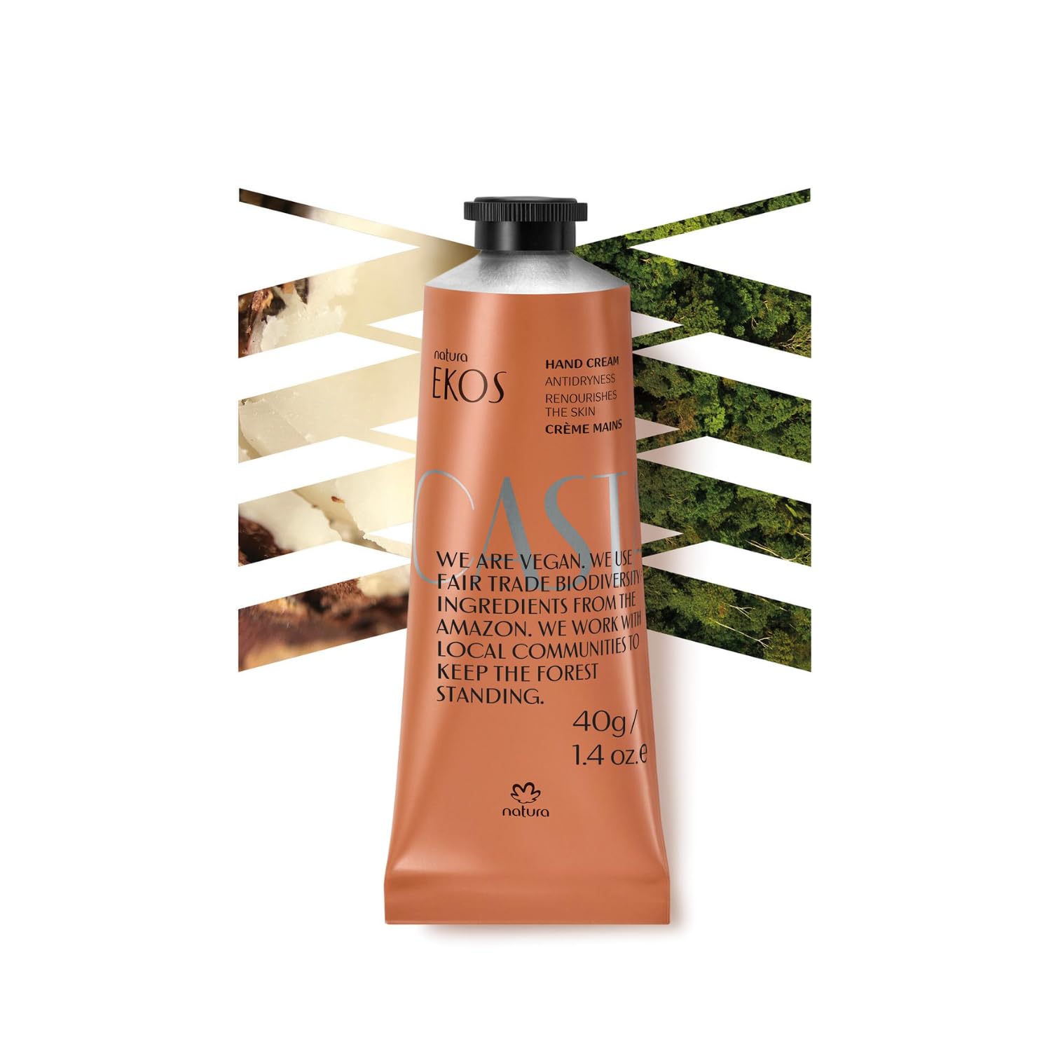 natura castanha front packaging showing compact travel tube and branding