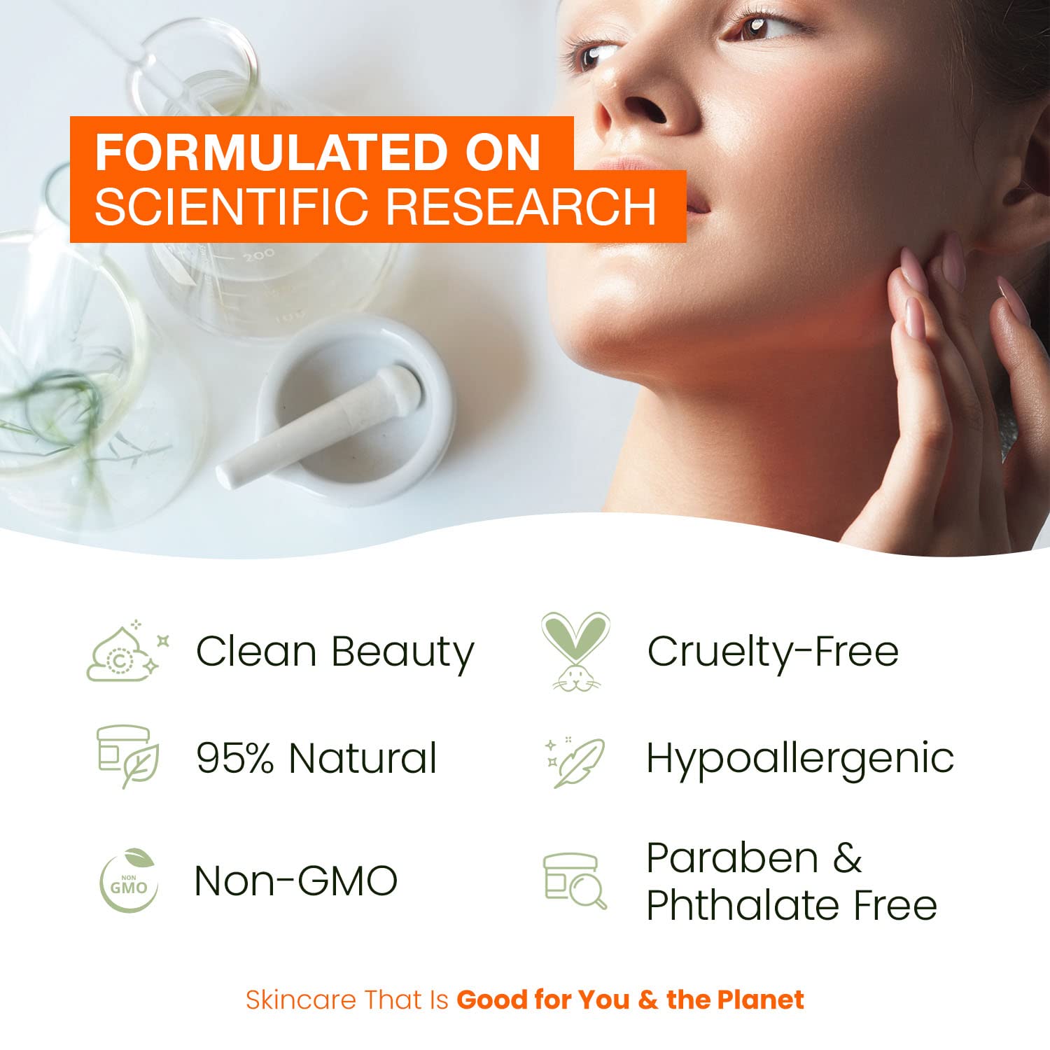 Natural Chemist label close-up with dermatologist-tested claim, reassures safety
