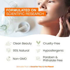 Natural Chemist label close-up with dermatologist-tested claim, reassures safety