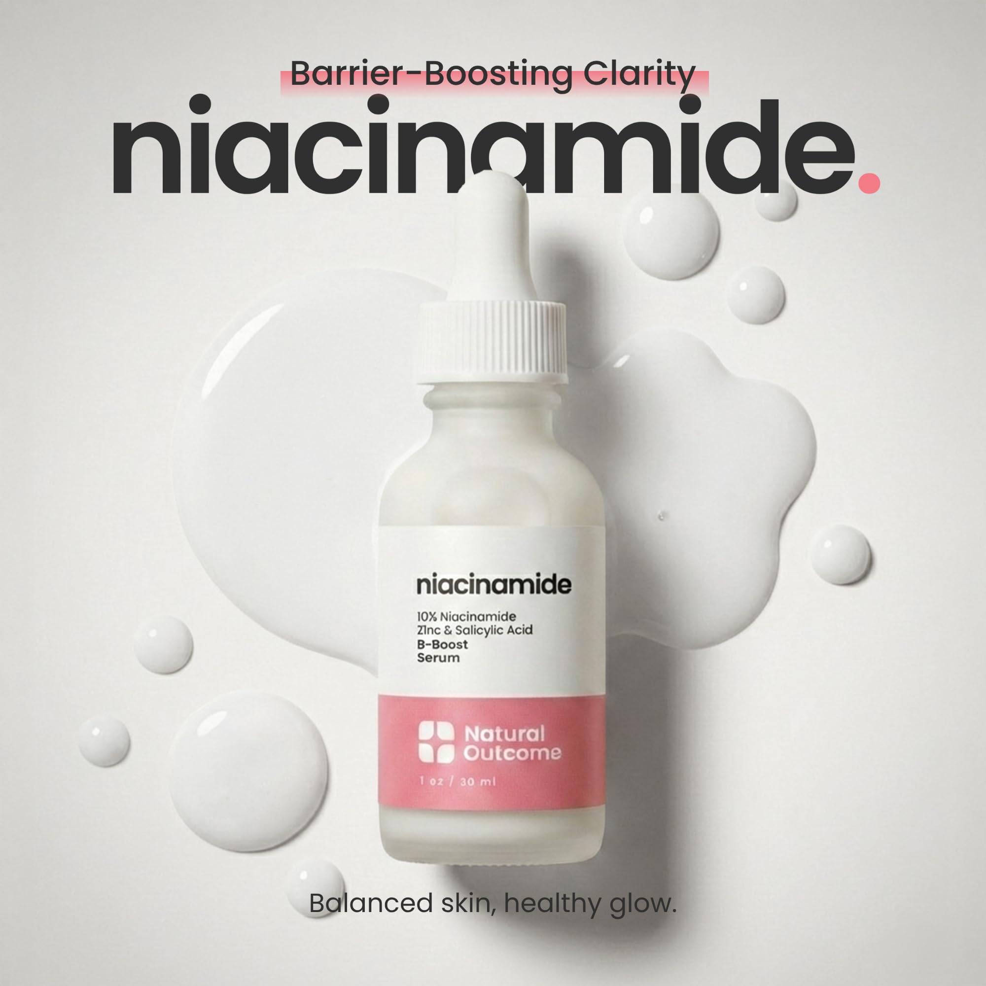 Natural Outcome dropper dispensing serum demonstrating precise application benefit