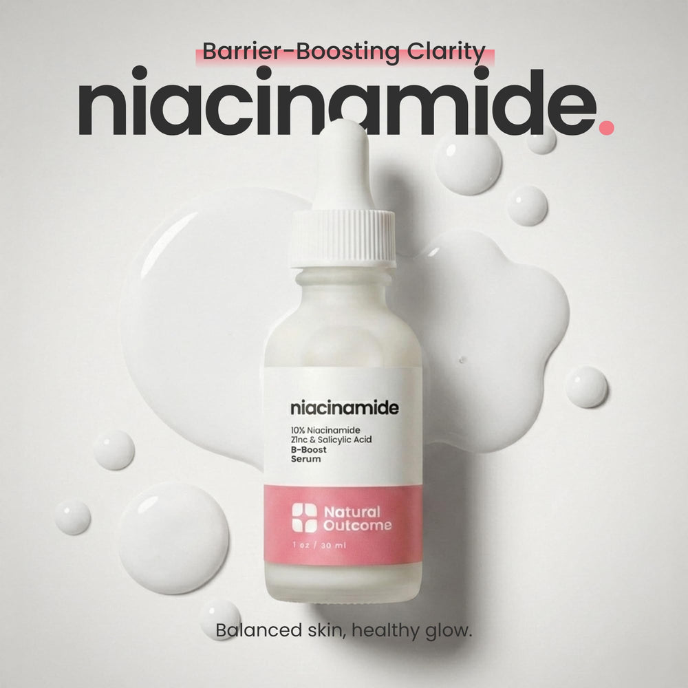 Natural Outcome dropper dispensing serum demonstrating precise application benefit