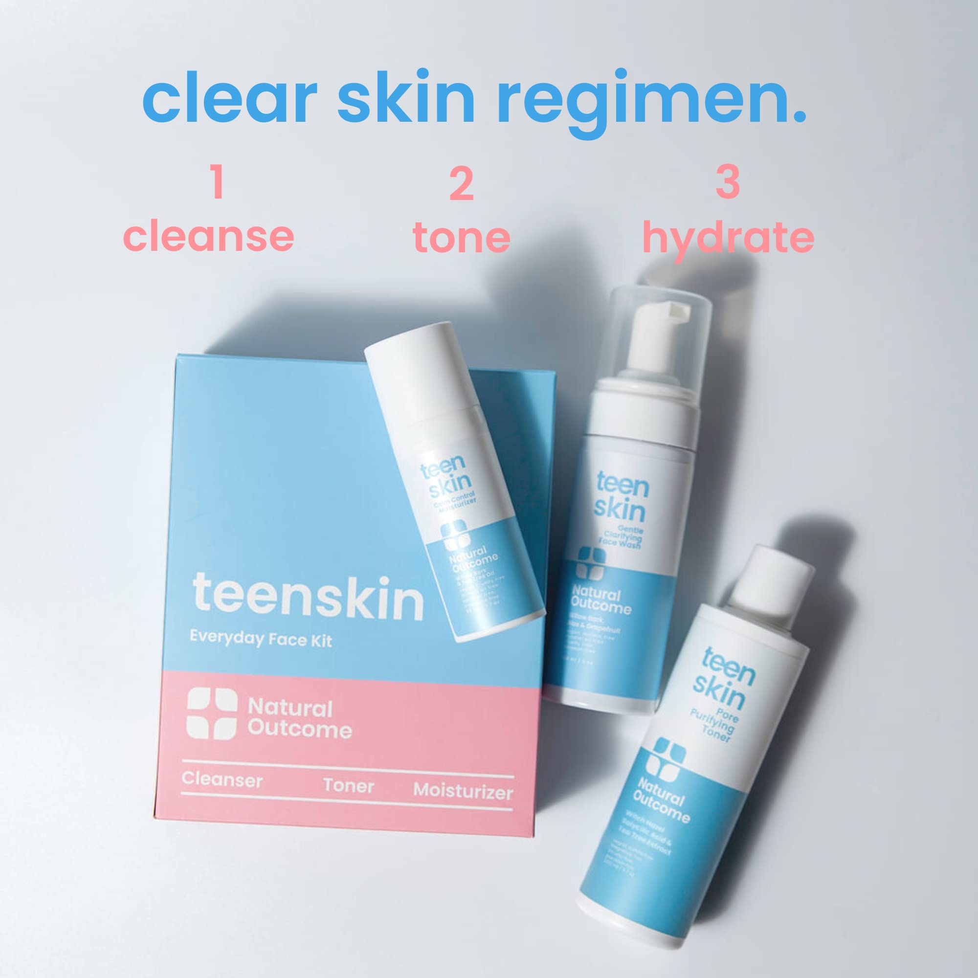 natural outcome cleanser pump close-up demonstrating gentle foaming action and clean skin