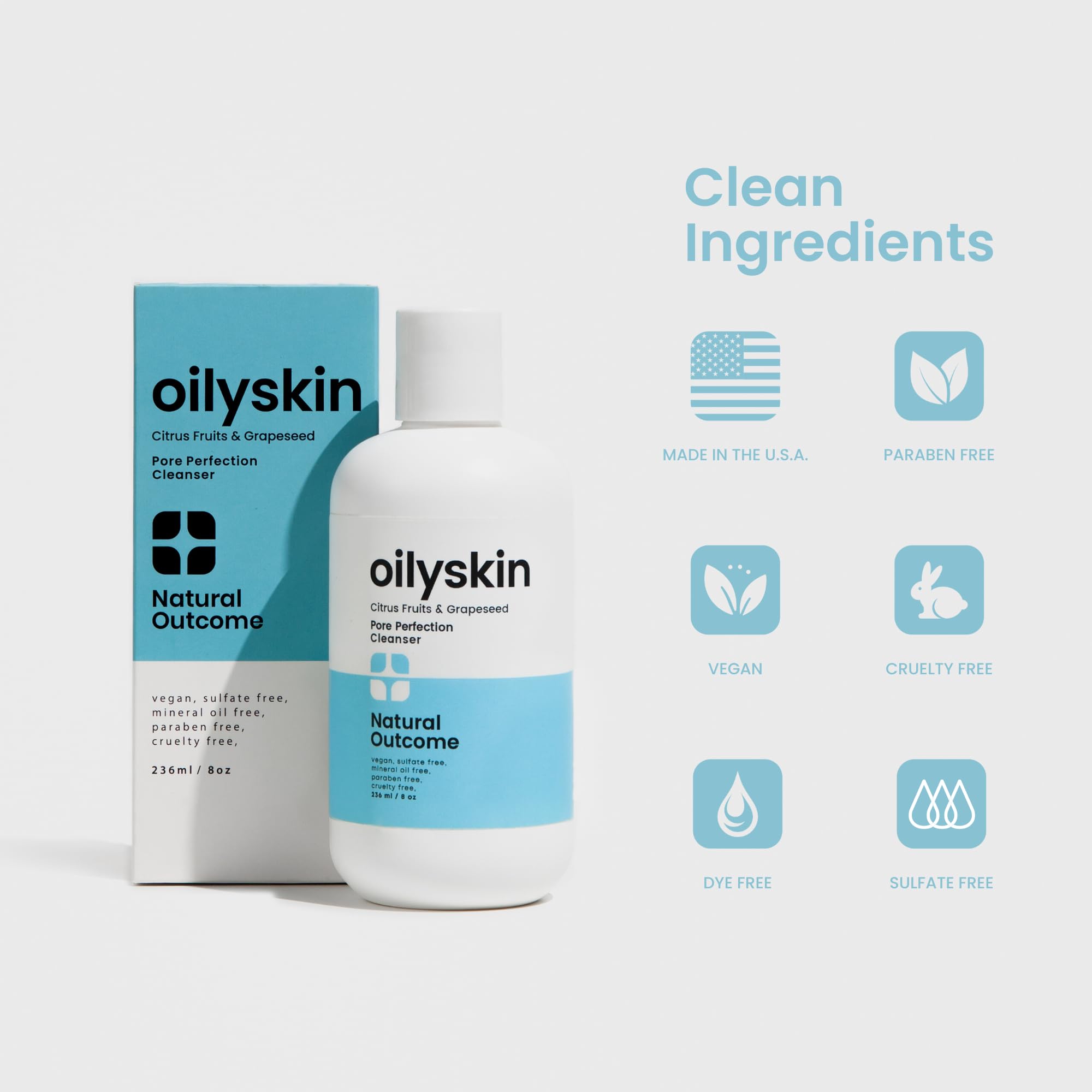 natural outcome label highlighting tea tree and citrus extracts benefits