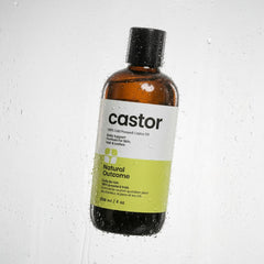 natural outcome bottle on bathroom shelf in lifestyle setting suggesting daily routine