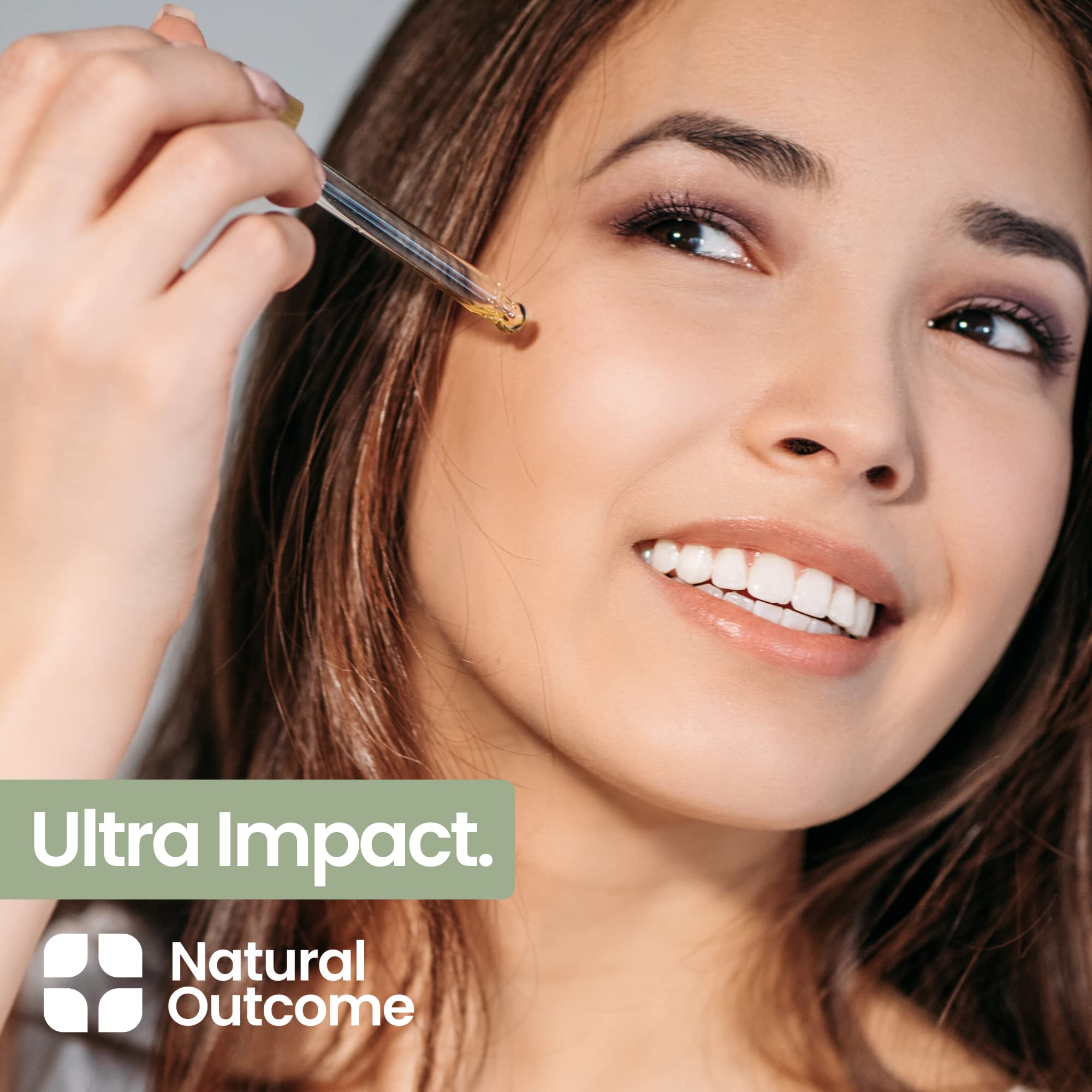 natural outcome serum on bathroom vanity during morning routine for smoother skin