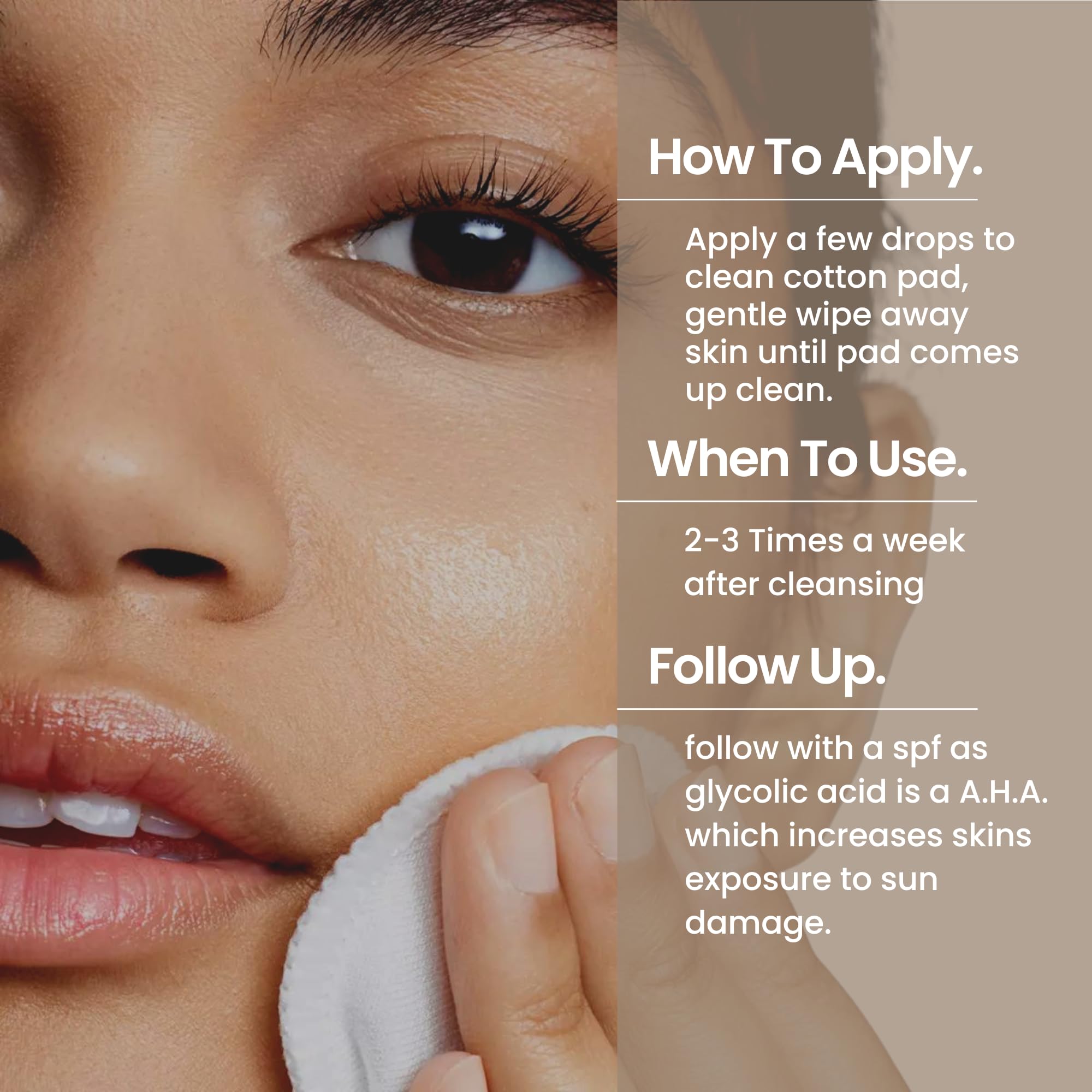 natural outcome application on cotton pad demonstrating easy, even sweep