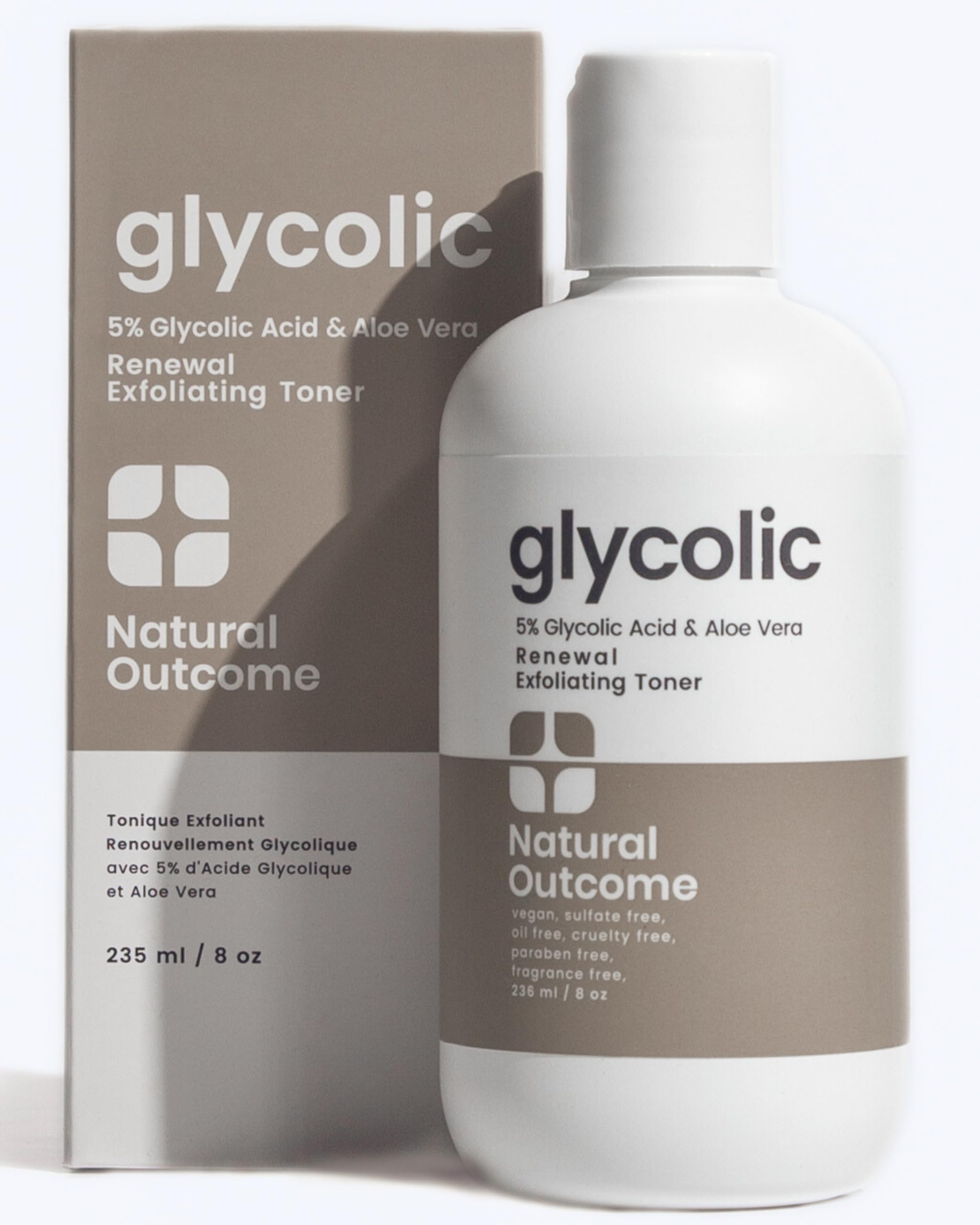 natural outcome front bottle showing clean toner packaging and instant clarity