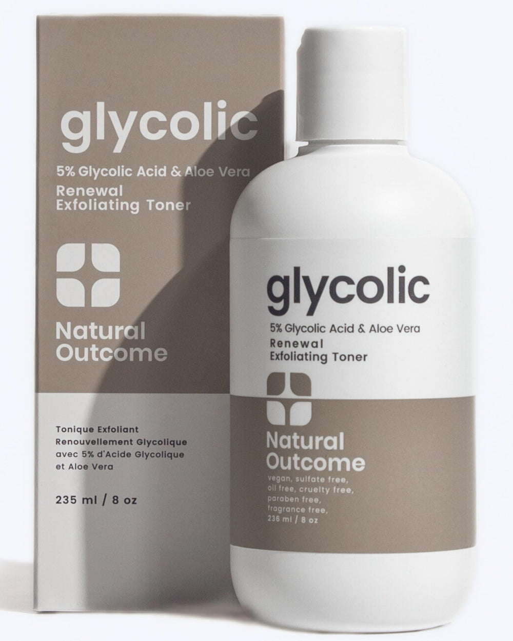 natural outcome front bottle showing clean toner packaging and instant clarity