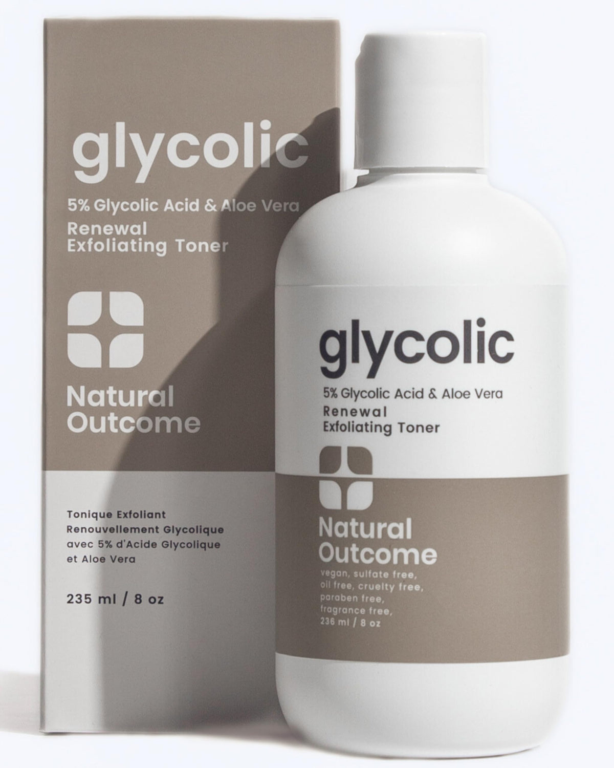 natural outcome front bottle showing clean toner packaging and instant clarity