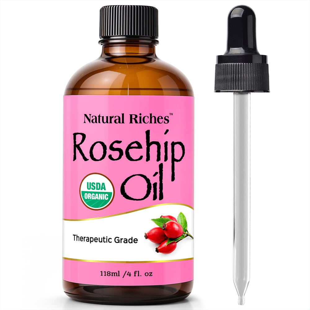Natural Riches front bottle showing organic label and clean packaging benefit