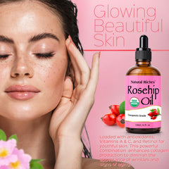 Natural Riches oil in hand demonstrating easy application and non-greasy benefit