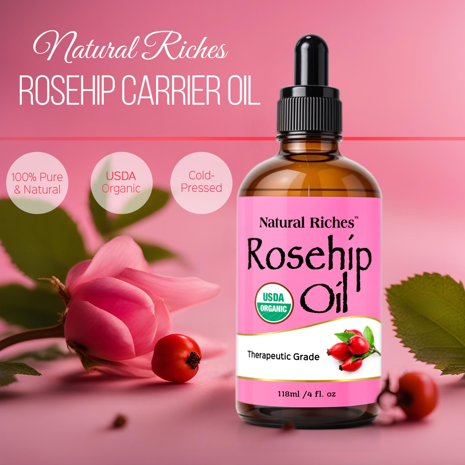 Natural Riches oil drops on skin showing lightweight texture and quick absorption benefit