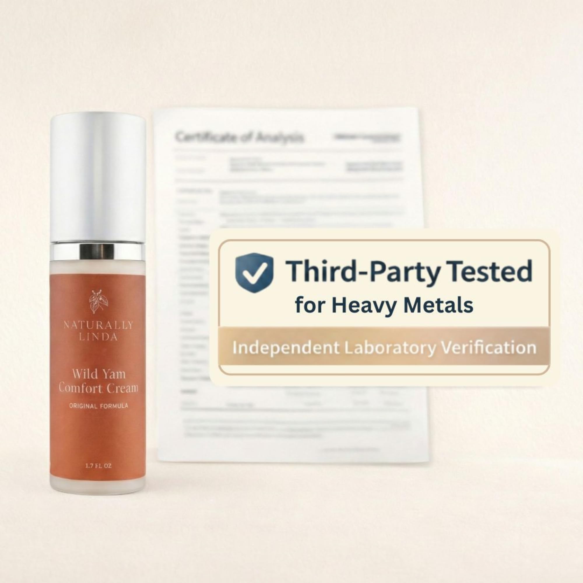NATURALLY LINDA pump dispensing cream demonstrating easy, mess-free application benefit