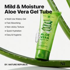 Nature Republic aloe gel clear texture close-up highlighting fast-absorbing hydration